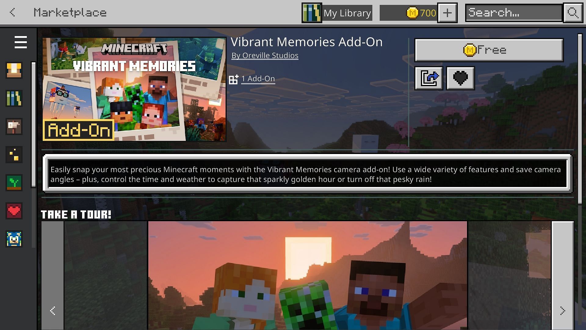 Get your hands on the Vibrant Memories add-on for free from the Minecraft Marketplace (Image via Sportskeeda Gaming || Mojang Studios)